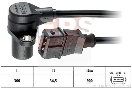 Датчик положения коленвала Opel Astra G 1.7TD 02.98- EPS 1.953.237