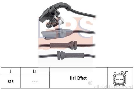 Датчик ABS задній Citroen C4, C4 I, C4 II, Ds4 Peugeot 307, 308, 1.2-2.0D 11.03- EPS 1.960.063