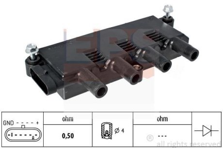 Катушка зажигания Fiat Punto/Doblo 1.2-1.4 05- EPS 1.970.423