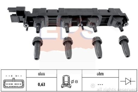 Катушка Citroen C4/C8 Peugeot 206, 307, 406, 407, 607, 807 EPS 1.970.509