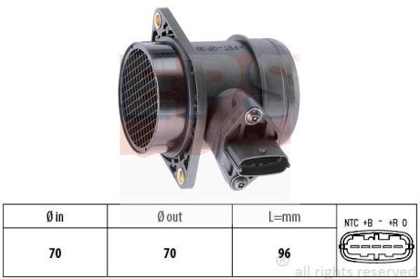 Витратомір повітря Alfa Romeo, Opel, Saab,Volvo/Fiat Multipla 1.9JTD, 2.4JTD 99-02 EPS 1.991.031