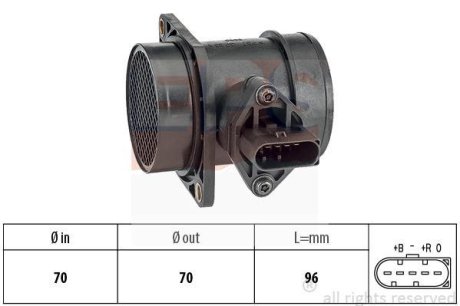 VW Расходомер воздуха Audi A3/4/6,Seat,Skoda Octavia,Golf IV,Passat 1.8T 95- EPS 1.991.439