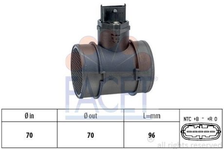 Расходомер воздуха (5 конт.) Combo 1.7Di/DTi 01- (48/55kw) FACET 10.1155