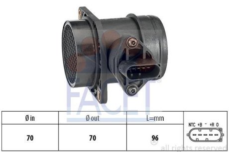 Расходомер воздуха (5 конт.) BMW 1(E81)/3(E46) 1.6/1.8/2.0 00-11 (10.1440) FACET 101440