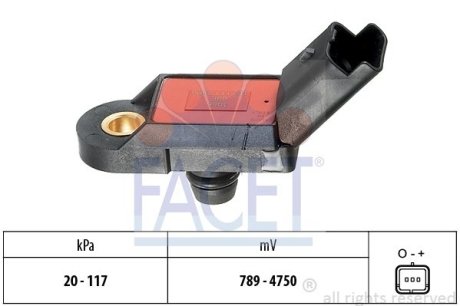 Датчик тиску повітря Citroen C4/C5 / Peugeot 206/307/406/407 1.8-3.0 i 00-> FACET 10.3056