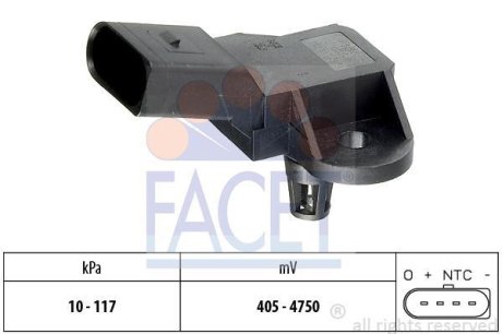 Датчик тиску наддуву A4/A6/ Fabia/Octavia/Roomster/ Caddy/Golf/T4 1.0-4.2 98- (10.3090) FACET 103090