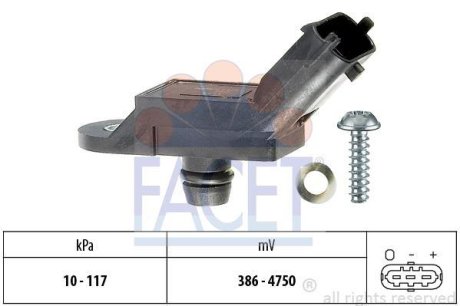 Датчик тиску наддуву (4 конт.) AUDI A1/A3-A8/CADDY/PASSAT/T5 1.2-6.3 03- FACET 10.3133