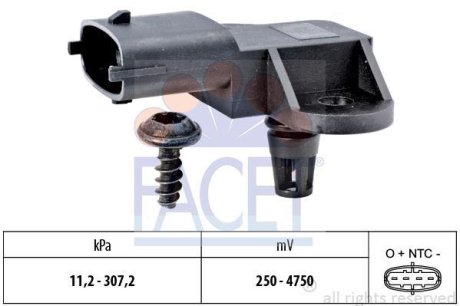 Датчик тиску вихлопних газів Fiat Doblo / Ford Focus/Mondeo/Transit Connect 1.0-2.3 i/EcoBoost 11-> (10.3341) FACET 103341