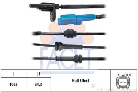 Датчик ABS передний FACET 21.0025