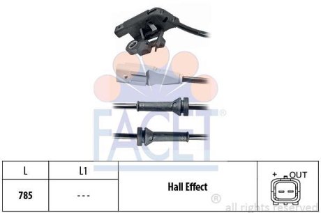 Датчик ABS задний FACET 21.0031