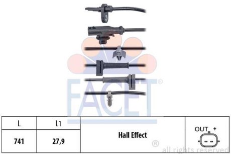 Датчик ABS передний FACET 210124