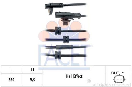 Датчик ABS задний FACET 210126