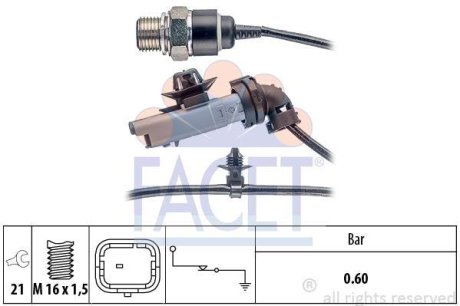 Датчик давления масла (0,5bar/1 конт./серий) Berlingo/Partner/C4/308 09- 1.6HDi (7.0199) FACET 70199