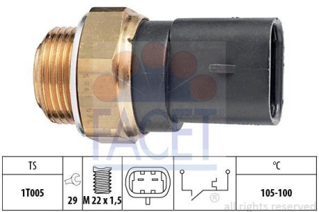 Датчик включения вентилятора ASTRA/VECTRA A,B/OMEGA A,B 1.0-3.0 86-03 (105°C-100°C) (7.5241) FACET 75241