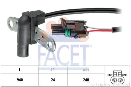 Датчик коленвала FACET 9.0010