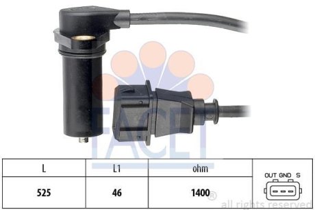 Датчик положення колінвала Audi A3 / Skoda Octavia / VW Bora/Golf/Polo 1.9 TDI 96-> FACET 9.0219