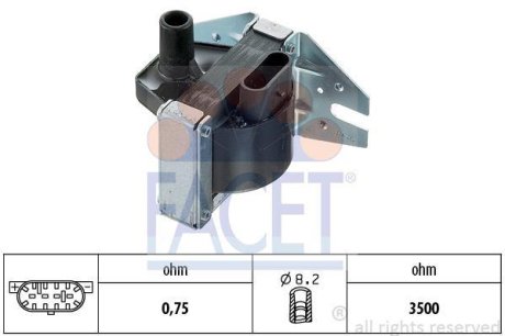 Котушка запалювання Fiat/Alfa/Lancia FACET 96008