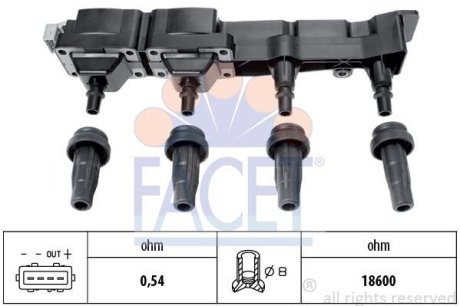 Котушка запалення Citroen Berlingo/ Peugeot 206/307/Partner 1.6 00- FACET 9.6307