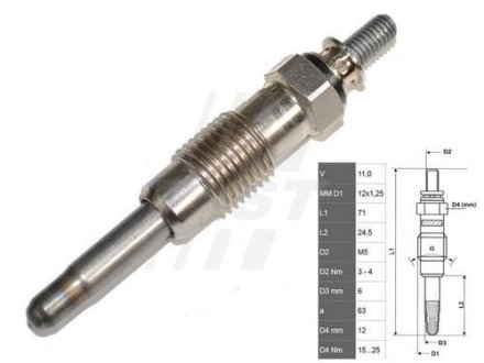 Свічка розжарювання ALFA ROMEO AR 6 фургон (280) 85-86,AR 8 c бортовой платформой/ходовая часть (280 FAST FT82710