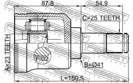 Шрус внутрішній 23x41x25 FEBEST 0411-EA2A