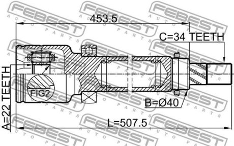 Шрус внутрішній правий 22x40x34 FEBEST 2111-CB8RH