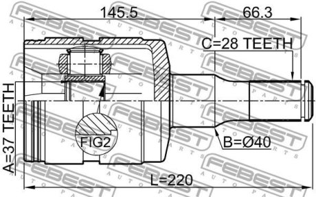 Шрус внутрішній 37x40x28 FEBEST 3611-H3