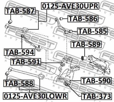 Сайлентблок заднього верхнього важеля FEBEST TAB-586