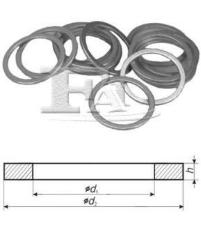 Прокладка пробки сливной масляного поддона Audi/Fiat/Mazda/Opel/Renault (14x21x1.5) (к-кт 10шт) Fischer Automotive One (FA1) 232.150.010