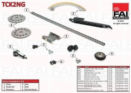 Р-кт ланцюга привода р/вала (без ущільнень) Opel Astra G/Vectra B/C 2.2 16V/2.2Dti Fischer Automotive One (FA1) TCK2NG