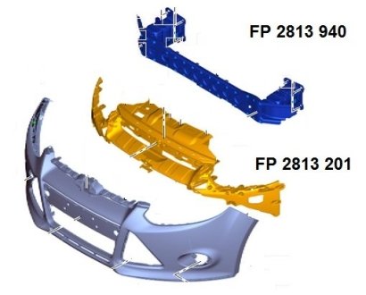 Усилитель переднего бампера верхний FORD FOCUS III 11-, FOCUS III 12-, FOCUS III Turnier 11-, FOCUS III сед. FPS FP 2813 201