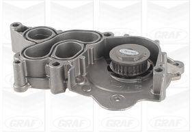 Помпа воды Audi A3 1.4TFSI/Seat Ibiza IV/V/Skoda Fabia III/VW Polo 1.0/1.0TSI 12- (B/B)(7 лоп)(z=28) GRAF PA1267