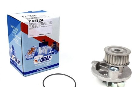 Помпа води Opel Astra F/G/H/Omega B/Vectra A/B/Zafira A/B 1.8i/2.0i/2.2i/2.4 94- (25z) (R/B) (8 лоп) GRAF PA572A