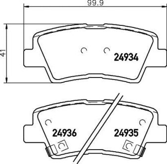 Тормозные колодки дисковые зад. Hyundai Grandeur, Sonata V, Tucson Kia Opirus, Soul Ssangyong Korando 1.6-3.3 05- HELLA 8DB 355 014-571