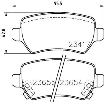 Гальмівні колодки дискові зад. Opel Astra G 98-, Meriva 03- HELLA 8DB 355 018-781 (фото 1)