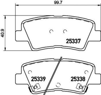 Тормозные колодки дисковые зад. Hyundai I30/Sonata 2.0 CRDi 06-/Kia Carens 13-/Ceed 12-/Ssangyong New Actyon/Korando 10- HELLA 8DB 355 019-981