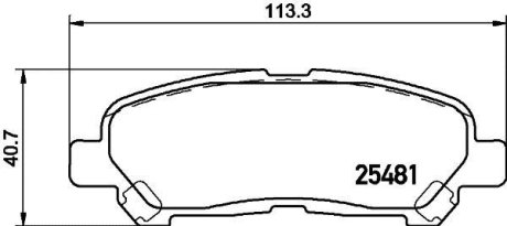 Тормозные колодки дисковые зад. Toyota Kluger II 3.5 07-/Highlander 2.7 09- HELLA 8DB 355 020-131