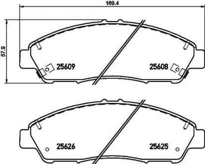 Дисковые тормозные колодки перед.Honda Pilot /Acura MDX 2007- HELLA 8DB 355 020-211