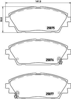 Гальмівні колодки дискові перед. Mazda 3 1.5/2.0/2.2D 09.13- HELLA 8DB 355 021-421