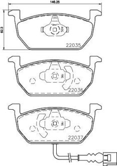 Колодки тормозные перед. Audi A3 Seat Leon, Leon Sc, Leon St Skoda Octavia Vw Golf Alltrack, Golf Sportsvan, Golf Vii 1.0-2.0D 08.12- HELLA 8DB 355 021-951 (фото 1)