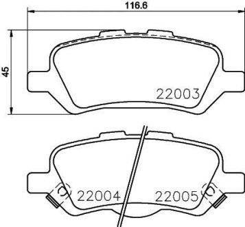 Тормозные колодки дисковые зад. Toyota Venza 12- HELLA 8DB 355 023-051