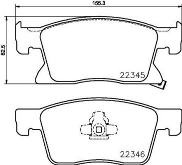 Гальмівні колодки дискові перед. Opel Astra K 1.0-1.6D 06.15- HELLA 8DB 355 024-781