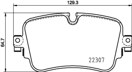 Тормозные колодки дисковые задние. Audi A6, A6 Allroad, A7, A8, E-Tron, Q7, Q8 Vw Touareg 2.0-Electric 11.09- HELLA 8DB 355 025-681