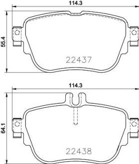 Тормозные колодки дисковые зад. MERCEDES C W205 13- E W213 16- HELLA 8DB 355 025-781