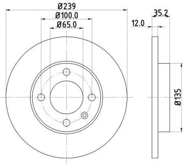 Диск гальмівний перед. VW Golf2/3/Vento Audi 80 Seat Toled HELLA 8DD 355 100-131