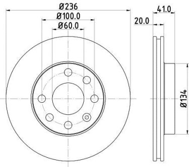 Диск тормозной передний Daewoo Lanos 1.3-1.5/Opel Astra HELLA 8DD 355 100-821