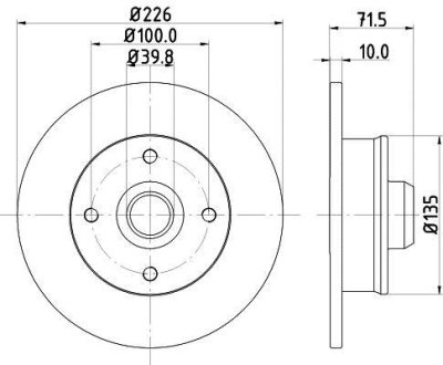 Диск тормозной VW Golf, Passat 85-96 задний. HELLA 8DD 355 101-661