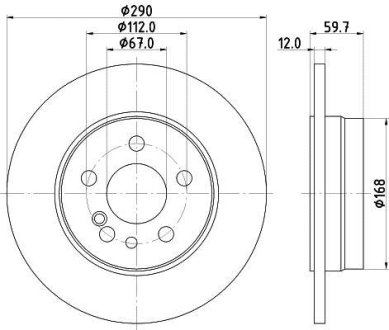 Диск гальмівний DB W140 S-klasa 93-99 задн. HELLA 8DD 355 102-721