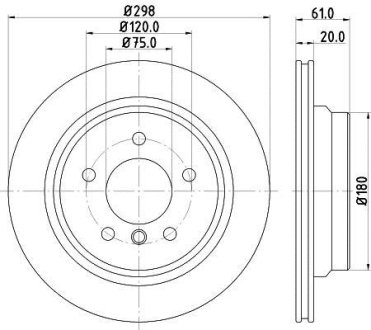 Диск гальмівний задній 298x20mm BMW E39 96-03 HELLA 8DD 355 104-611