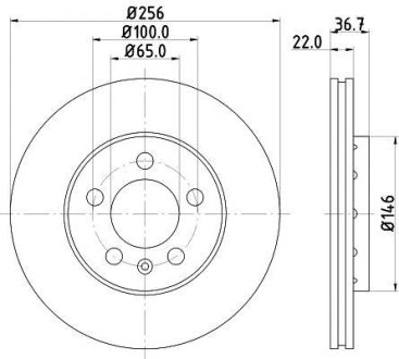 Тормозной диск перед. Seat Ibiza,Skoda Fabia/Octavia 97- HELLA 8DD 355 105-361