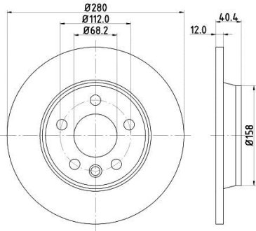 Диск тормозной VW T4 96- задн.. 280x12mm HELLA 8DD 355 105-611